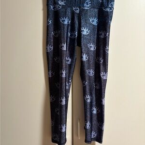 Terez Blue Black and Purple Eye Pattern Leggings